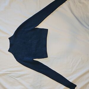 Wild Fable Dark Blue Women's Cowl Neck Cropped Sweater